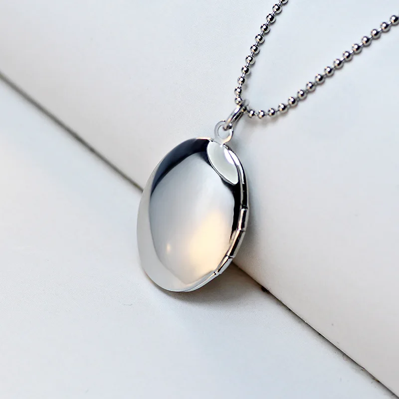 Women Openable Round Picture Photo Locket Pendant Necklace Chain 