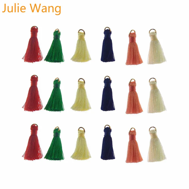 Julie Wang 10PCS Multi-color Alloy+Cotton Tassel For Earring Pendant Charms Keychain Cellphone Straps Purses Jewelry Accessory Julie Wang 10PCS Multi-color Alloy+Cotton Tassel For Earring Pendant Charms Keychain Cellphone Straps Purses Jewelry Accessory