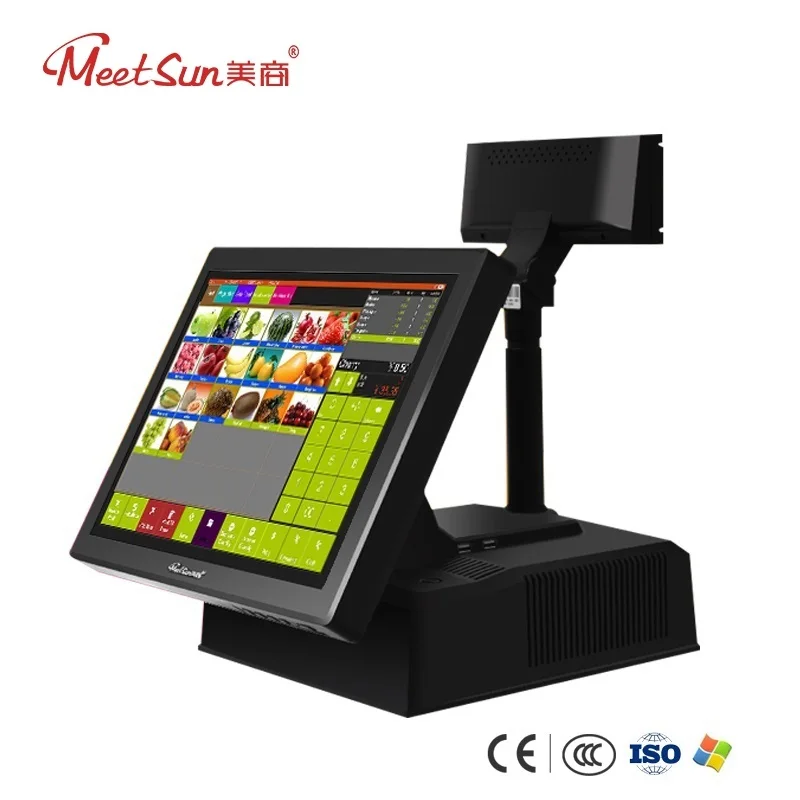 Meetsun MS 808C 2 все в одном POS 15 ''Сенсорный экран монитора Системы кассовый аппарат