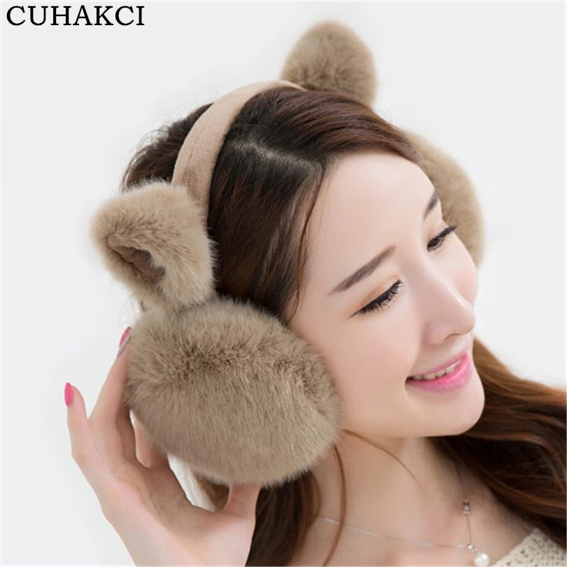 Tvoip Cute Rabbit Winter Ear Muffs Women Warm Jamaica