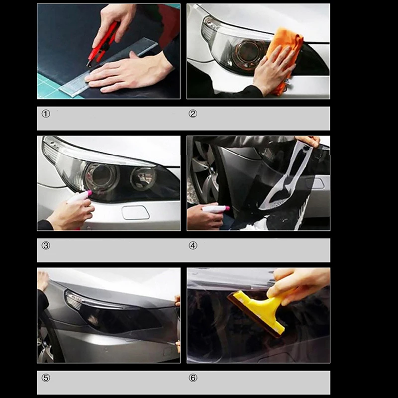 1 Roll Deep Grey Car Headlight Light Sticker Tint Vinyl Wrap Film Sheet 120cmx30cm Auto Brake Tail Lamp Sticker Color Change