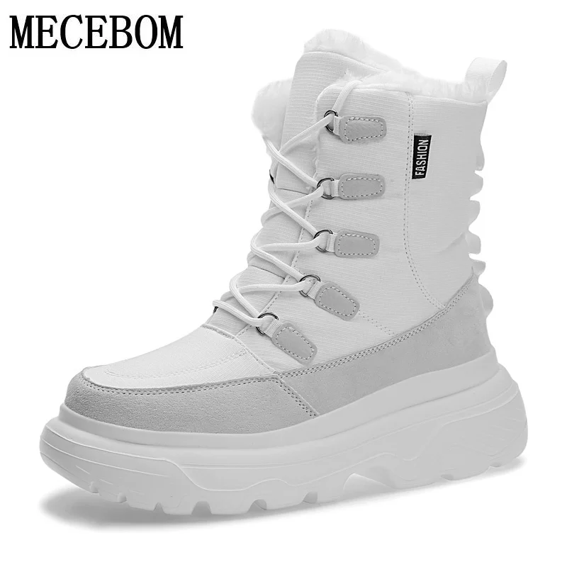 

Winter Men Snow Boots White Warm Plush Fur Ankle Boots for Male Waterproof Boot Comfortable Man Shoes botas hombre 39-46 ks812m