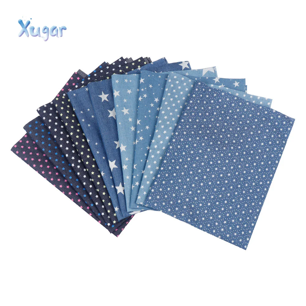 

Xugar 40CM*50CM Soft Denim Fabric Multi-Style Star Printed Cowboy Clothes Quilt Fabric DIY Skirt Jeans Handmade Sewing Materials