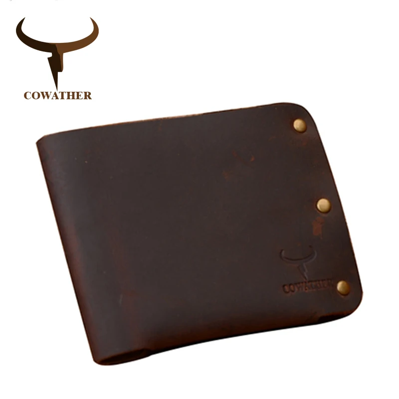 COWATHER новый 100% корова натуральная кожа мужчины бумажник Crazy horse кожаный кошелек