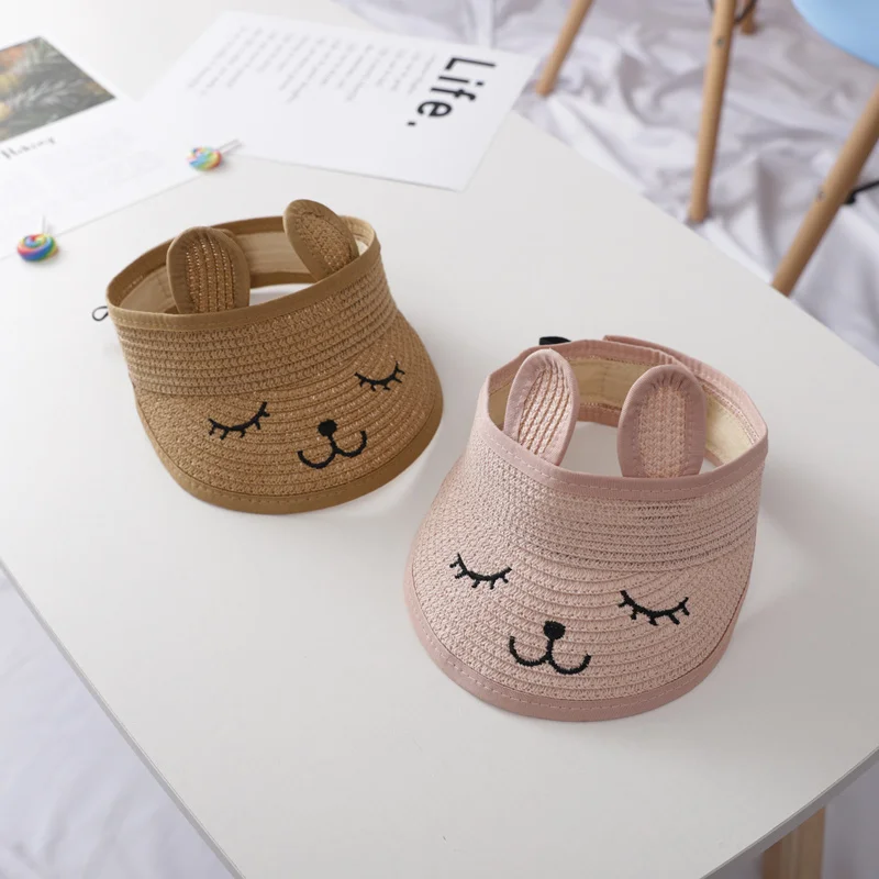 Baby Sun Hat Children Straw Hat Summer Hats For Baby Girl Boy Kids Sunshade Sun Visor Top Cartoon Floppy Sun Hat Beach Cap