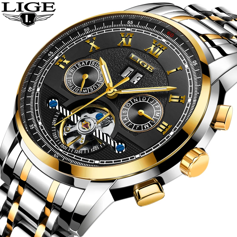 Для мужчин s часы LIGE топ брендов класса люкс для мужчин's Tourbillon часы для мужчин модные бизнес часы нержавеющая сталь подарок часы Relogio