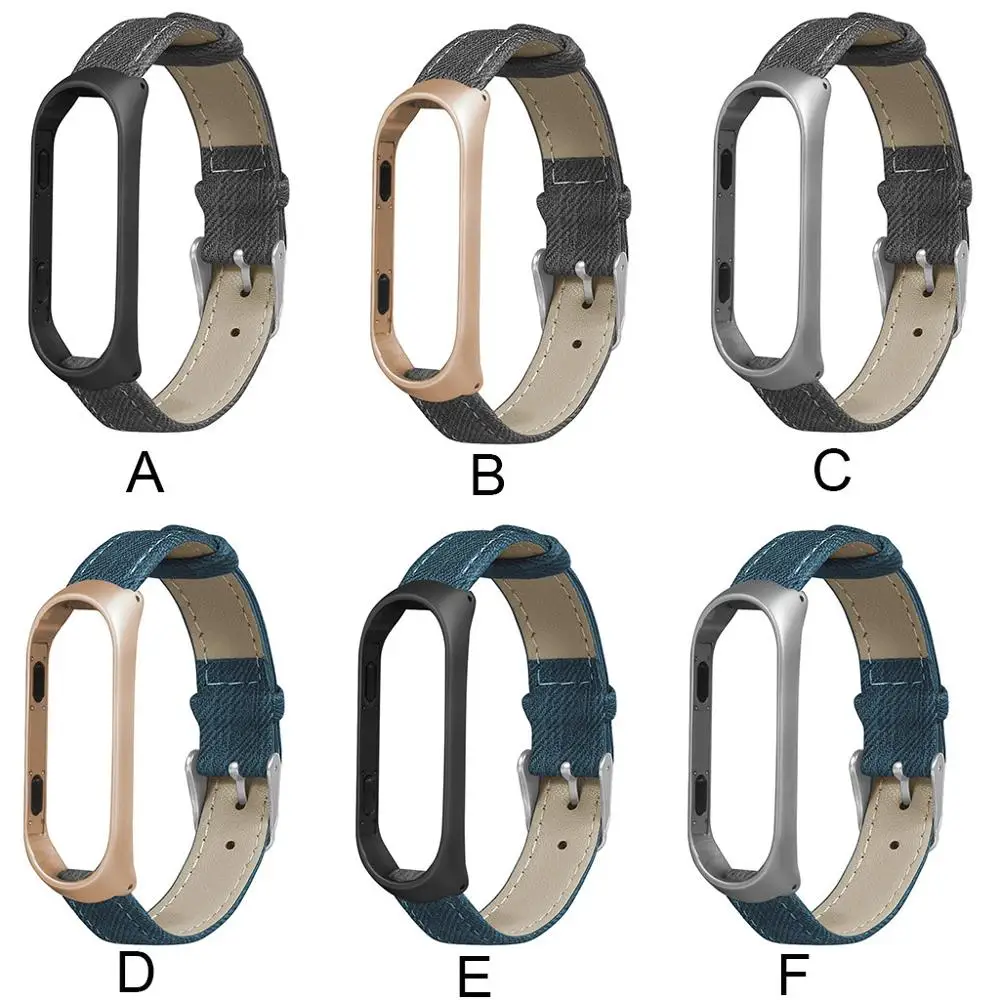 Синий джинсовый браслет металлический корпус ремешок для часов Xiaomi Mi Band 4