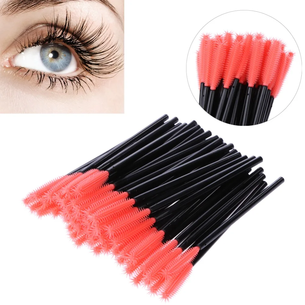

50 pcs One-Off Disposable Eyelash Brush Mascara Makeup Applicator Wand Makeup Brushes Silica Gel Professional Make Up Brushes