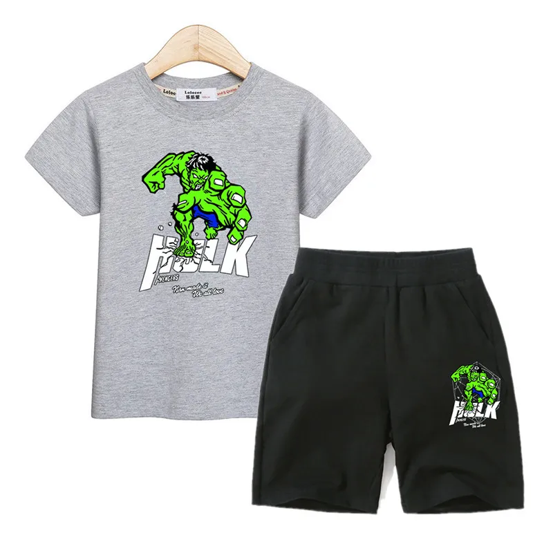 Aimi lakana/детская одежда с героями мультфильмов одежда для мальчиков летние футболки+ хлопковые шорты комплекты из 2 предметов Детские костюмы с 3D принтом Халка - Цвет: 1