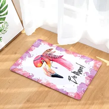 CAMMITEVER супер милый фиолетовый розовый Фламинго мультфильм коврик для пола Дети Девушки Спальня украшение двери коврик завод поставщик