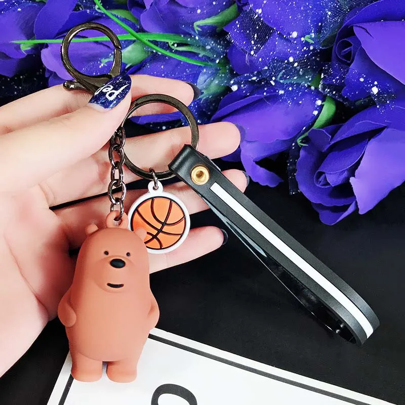 

2019 Cartoon Bear Momo Vinyl plasitc Keychain Key Chain Bag Ornaments Pendant Kids Toys Doll Keyring