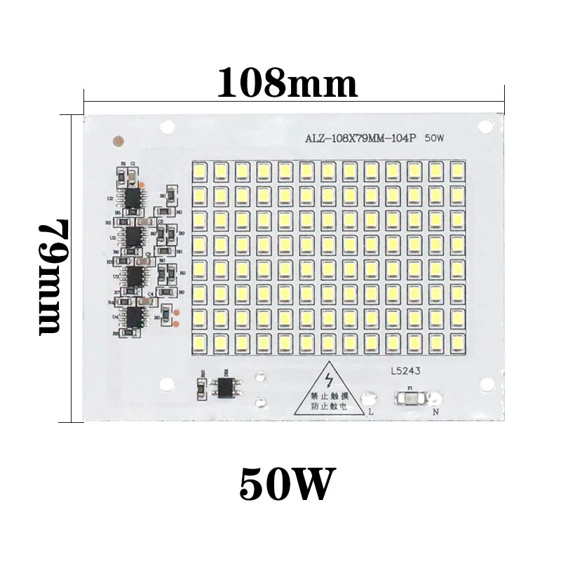Светодиодный светильник с чипами, умный IC 220 В, вход 10 Вт, 20 Вт, 30 Вт, 50 Вт, 100 Вт, лампа AC220-240V, диоды, светильник SMD2835 для наружного прожектора, светильник DIY - Испускаемый цвет: 50W