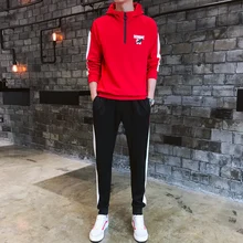 Модный костюм с капюшоном с принтом, топ с молнией сбоку, лоскутный спортивный костюм, черный, белый, красный, осенний и зимний спортивный костюм с длинными рукавами