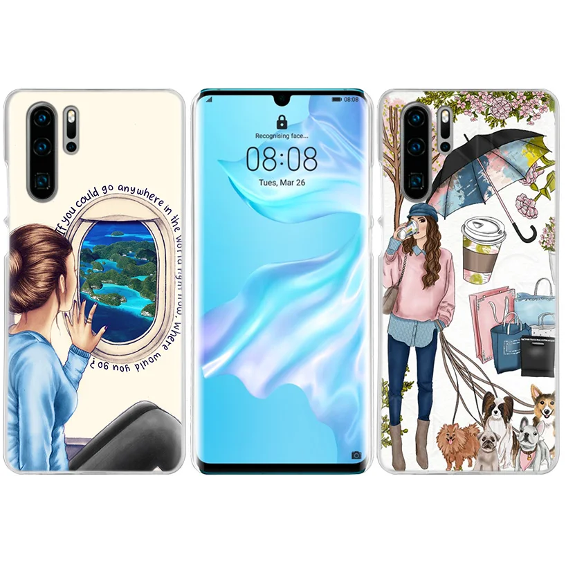 Модный Дорожный Чехол для девочек huawei P20 P30 P Smart Nova 4 3i P10 P9 P8 mate 10 20 lite Pro Mini жесткий чехол для телефона из поликарбоната