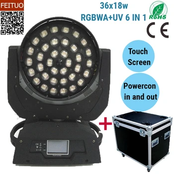 

No Tax 2PCS+Flightcase LED Moving Head 36x18w Zoom Wash RGBWA UV 6IN1 Lyre Wash Focus Effects Good for Party Stage Disco Wedding