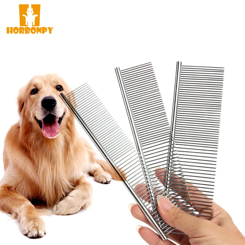 

HORBONPY Pet Stainless Steel Grooming Tool Poodle Finishing Shedding Comb for pet and All Size Dogs Removes Tangles Hair Dirt