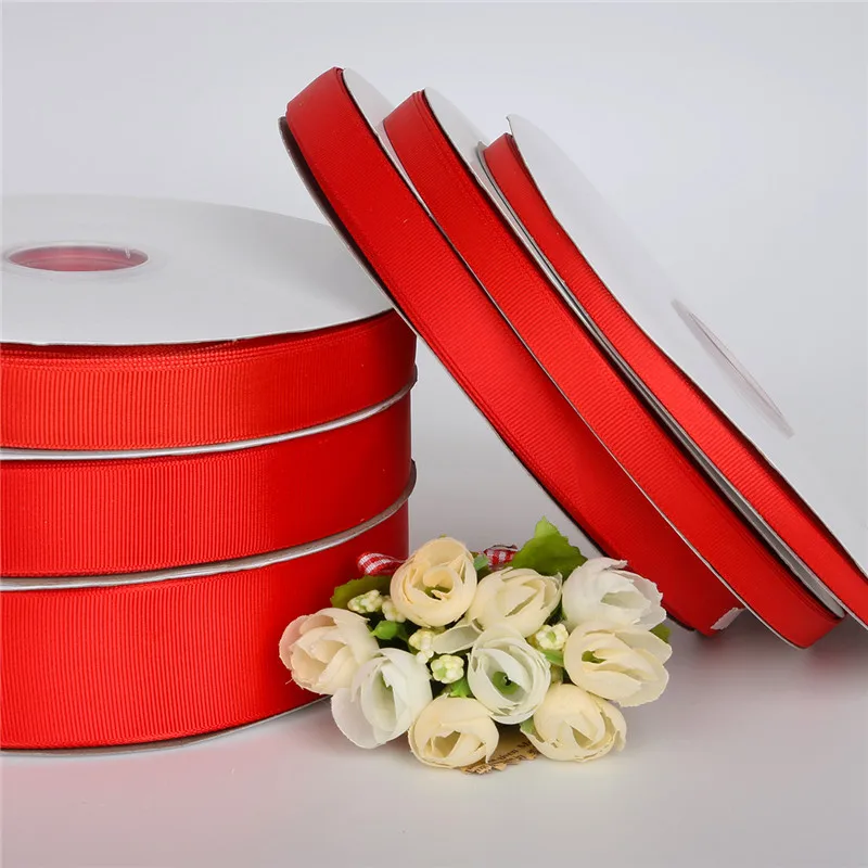 

2019 New 5Yards/lot Width 7mm/10mm/15mm/20mm/25mm Red Ribbon Grosgrain Ribbon Roll Packing For DIY Handmade Hair Bow & Sewing