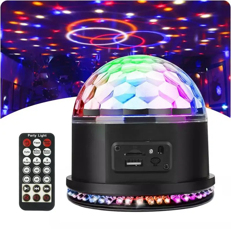 Rgb Mp3 хрустальный магический шар звуковая активация Dj света Мини Вращающийся Строб сцена огни с дистанционным Управление для дома вечерние