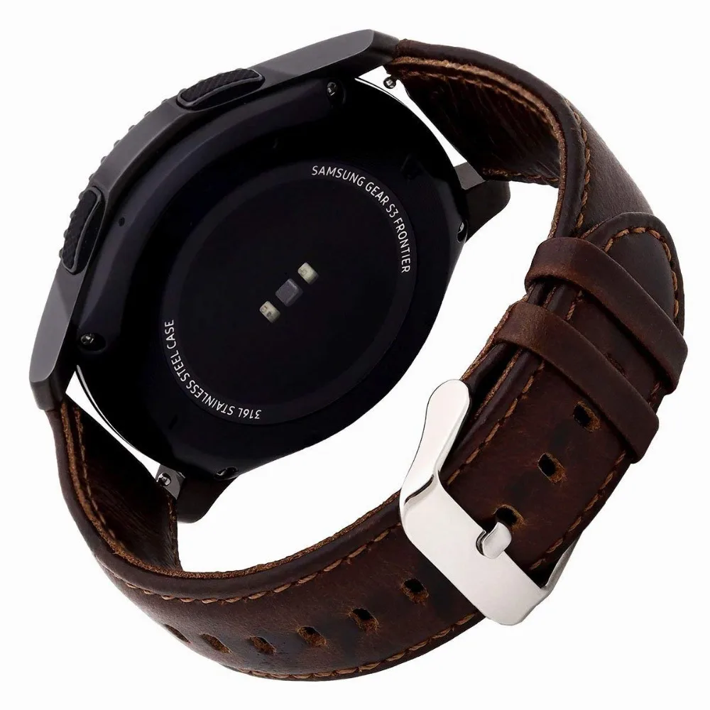 Gear s3 Frontier band для Samsung Galaxy watch 46 мм ремешок 22 кожаный браслет Crazy Horse Huawei GT Grea S 3