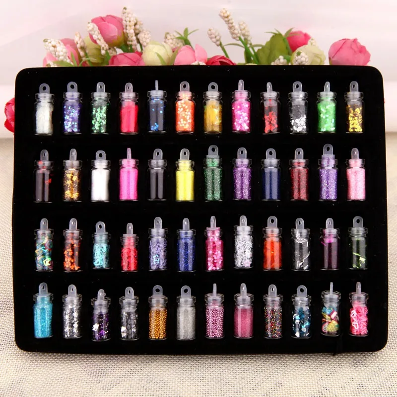 

48 Color Beautiful Bling Stuff Sequins Powder DIY Decoration Colorful Glitter Paillette Tiny Beads For Nail Supplies ZXX9090