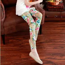 Nice Spring Autumn woMen ankle-length Leggings Ninth Pants Skinny Trousers Print Flower Capris Stretch-Fabrics Pencil Pants