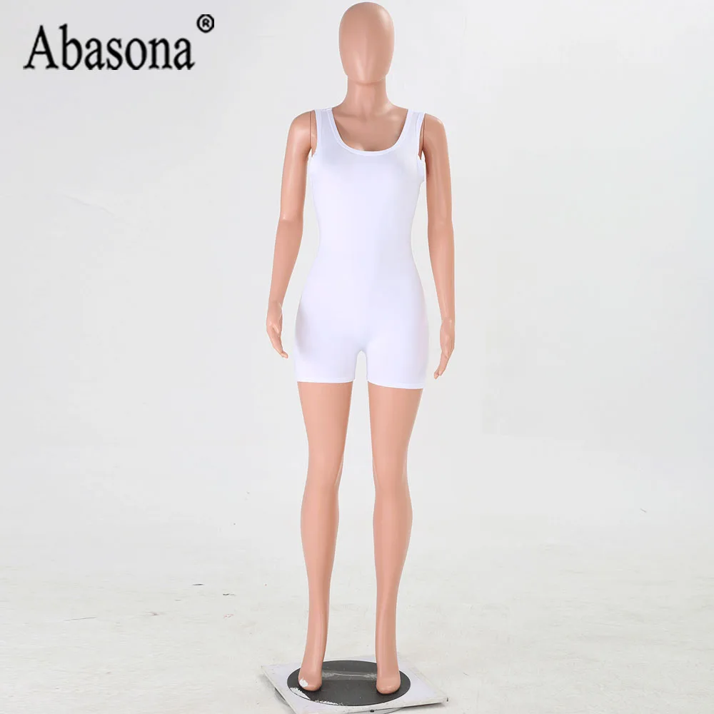 Abasona Для женщин Твердые Bodycon пикантный пляжный костюм с открытой спинкой короткие комбинезоны, женские костюмы летняя повседневная спортивная одежда спортивный комбинезон
