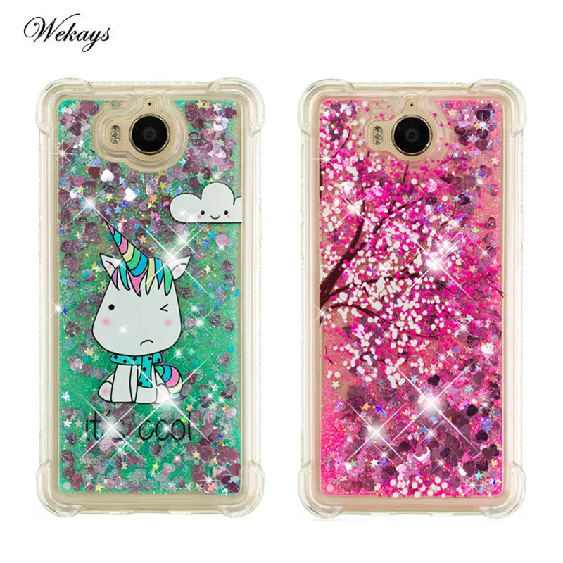 

For Huawei Y5 2017 Cute Cartoon Butterfly Unicorn Quicksand Dynamic Liquid Glitter Phone Case for Huawei Y5 Y6 2017 Cases Capa