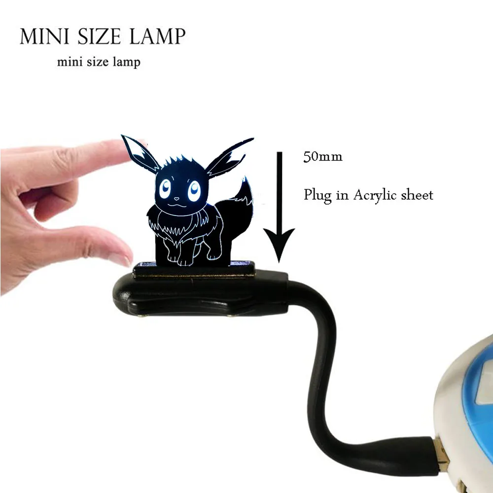 Горячая Распродажа японский мультфильм 3D USB светодиодный светильник Покемон го игра фигурка Evee интересный красочный акриловый планшет ночник детские игрушки - Испускаемый цвет: Mini USB Lamp