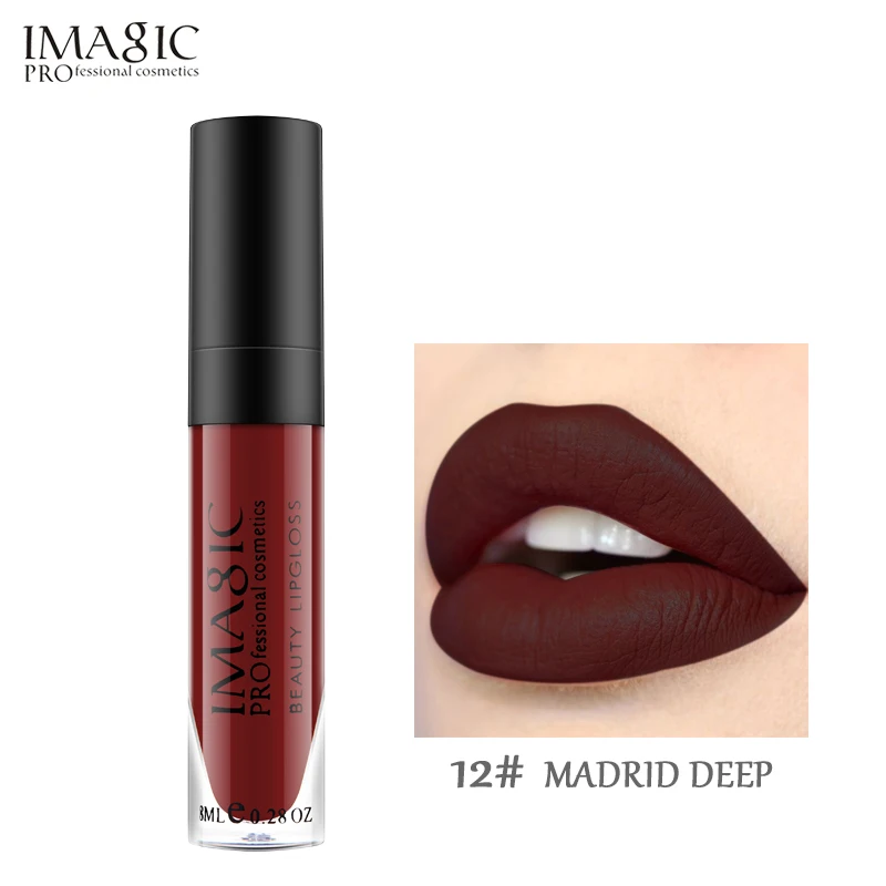 IMAGIC Matte Lipstick Makeup Tint Lip gloss Cosmetics long lasting LipsStick Make up Lips Liquid gloss Beauty Imagic Makeup - Цвет: MADRID DEEP