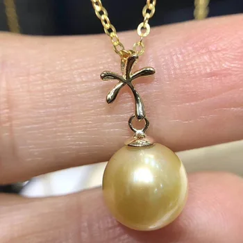 

HOT Genuine 18K Yellow Gold Pendant Findings and Component Pendant for Oyster Akoya Edison Pearls Agate, Coral, Jade