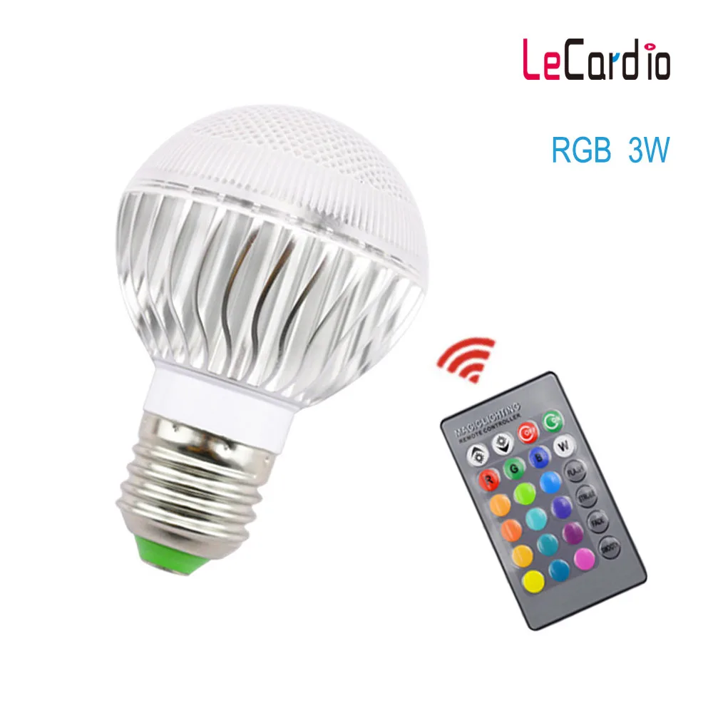 Светодиодная RGB лампочка E27 E14 B22 3 Вт 265 в разноцветная диммируемая лампа с
