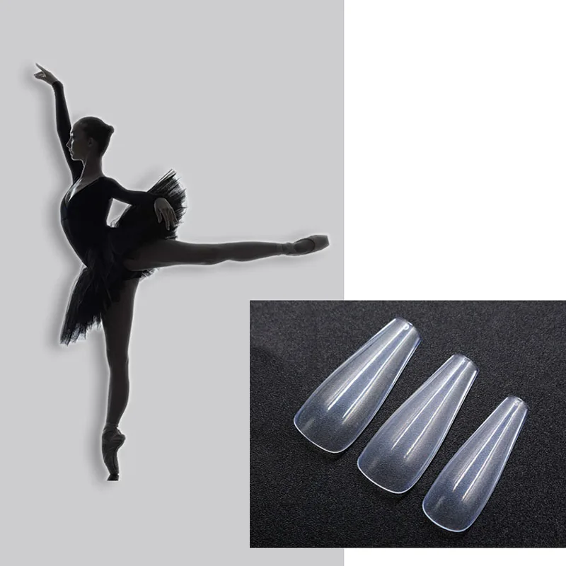 500 шт 10 размеров длинный гроб острые ногти Прозрачный полное покрытие накладные ногти Советы ABS балет поддельные ногти дизайн