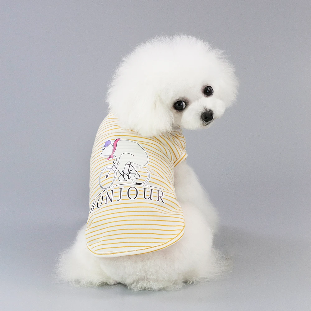 

Spring and summer puppy dog bear vest hot sale Chihuahua bear fashion clothing clothes small stStriped sunflrap casual section S