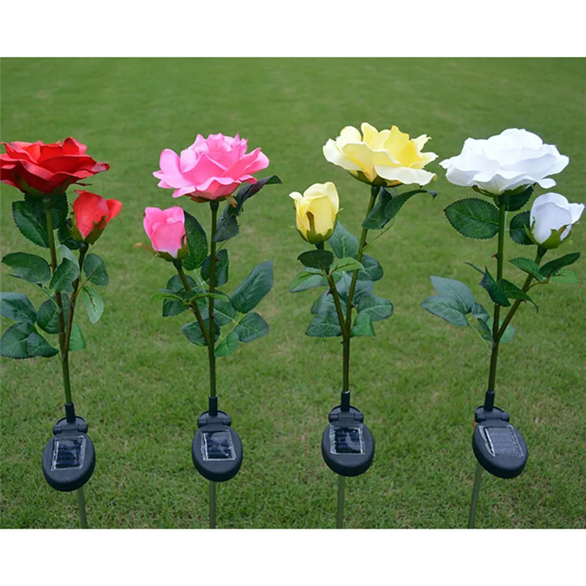 

High Quality 2 Head Solar LED Decorative Outdoor Lawn Lamp 2 Head Sun Rose Light
