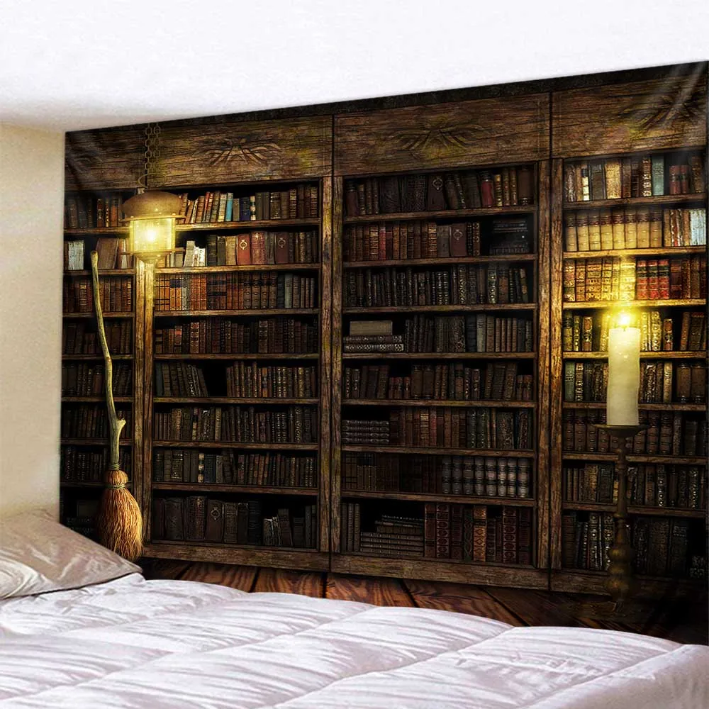 Потайная дверь настенная книжная полка гобелен таинственная библиотечная гобелены настенная подвесная художественная скатерть украшение для спальни гостиной