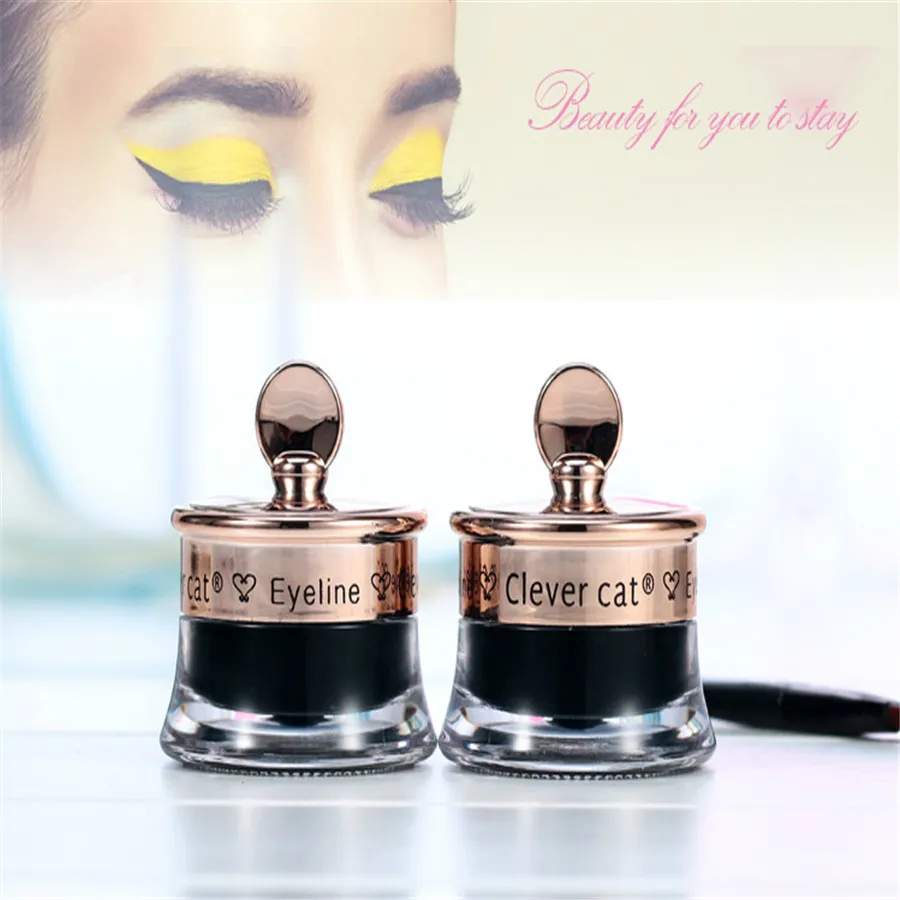 

Hot Beauty Waterproof Cool Black Eye Liner Gel Cream Makeup Cosmetic Eyeliner + Brush