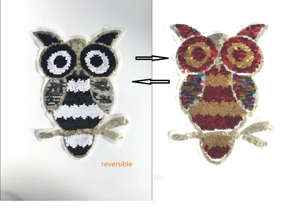 owl reversible change color sequins sew on patches for clothes diy crafts YEHXN 