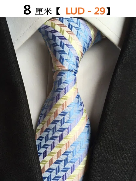 Модные мужские галстуки бизнес формальные свадебные галстуки 8 см 1200 иглы Полосатый плед Gravata полосатая рубашка Галстуки подарки для мужчин - Цвет: LUD-29