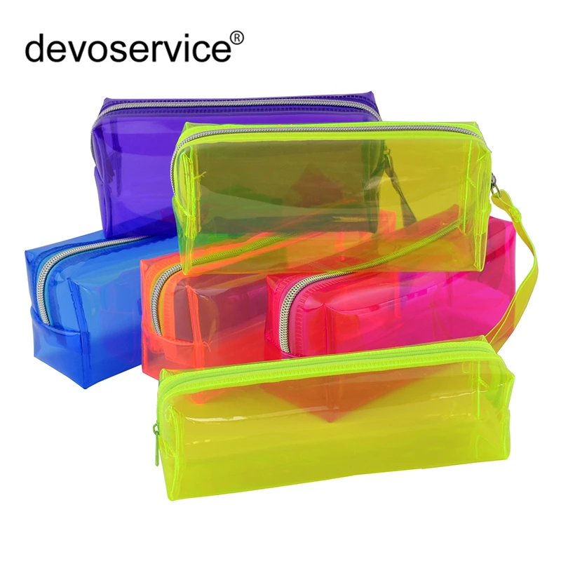 

1Pc Transparent Pencil Cases For Girls Cute PVC Pen Bag School Supplies Stationery Pouch Kawaii Pencil Box Pen Holder Storage