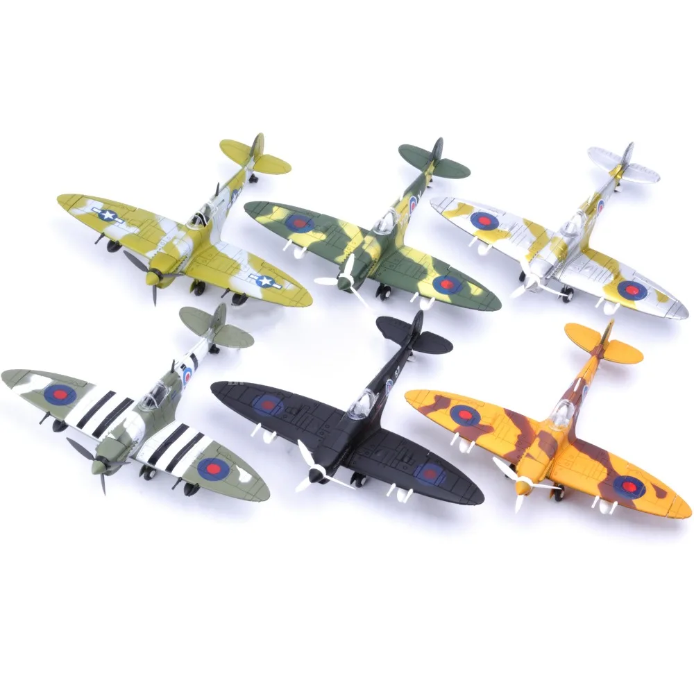 

1Pcs Random 22*18CM Assemble Fighter Model Toys Building Tool Sets Aircraft Diecast 1/48 Scale War-II Spitfire Gift for Boy