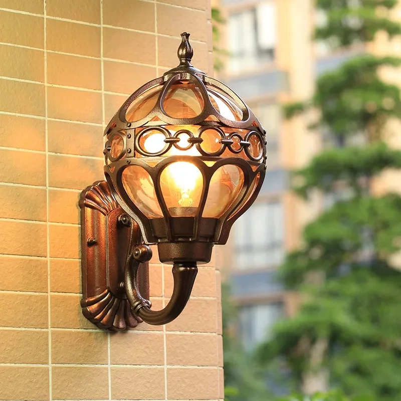 HAWBOIRR светодиодный Европейский стиль простой открытый креативный Сферический водостойкий ржавчина Ретро коридор лампа жилой Уличный настенный светильник