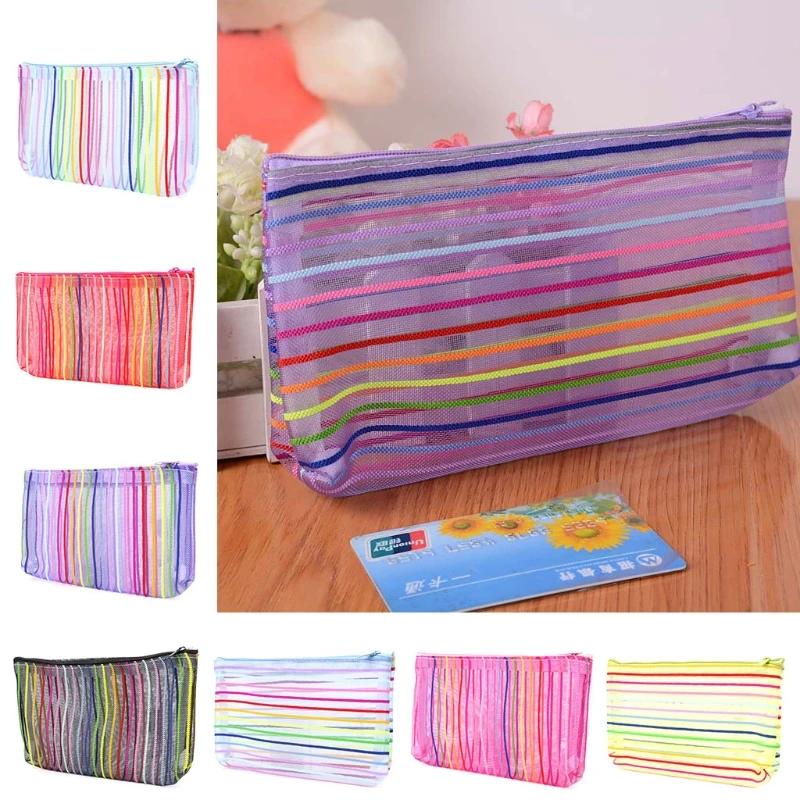 Fashion Women Nylon Mesh Makeup Case Cosmetic Bag Pouch Toiletry Organizer Bags-in Storage Bags ...