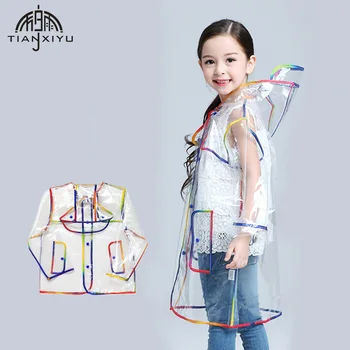 

Fashion Kids Children's Raincoat EVA Transparent Clear Raincoats Hooded Outdoor Touring Rain Coat For Child Thickness Rain Cloak