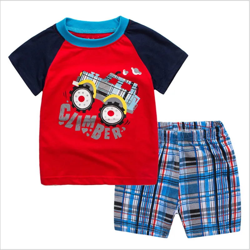 2018 NEW baby boys summer clothing sets printed cotton jersey children