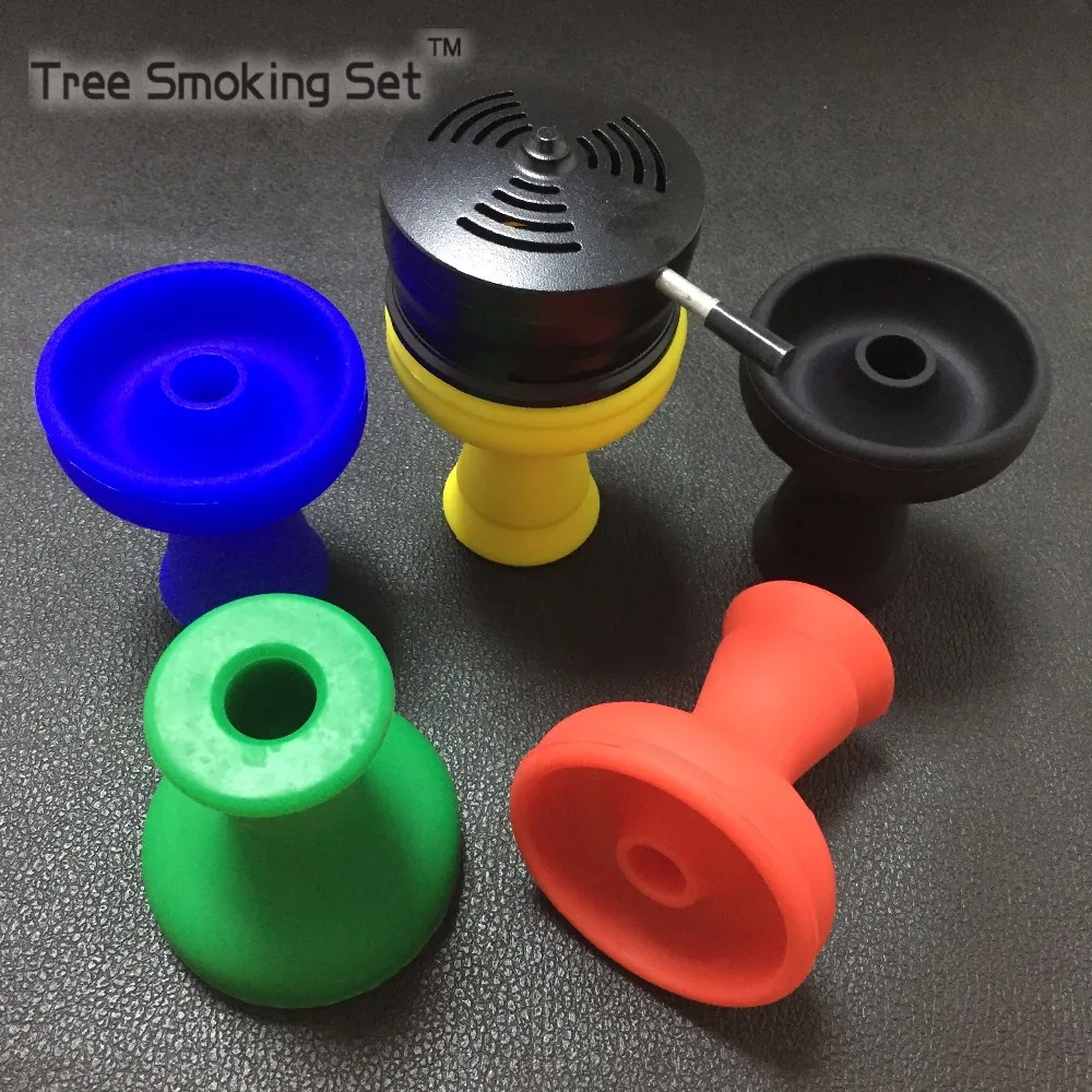 1 unid Shisha carbón Hookah titular Hookah + un agujero de silicona conjunto de tazón de Nargile Para la cabeza de fumar de madera cachimbas accesorios