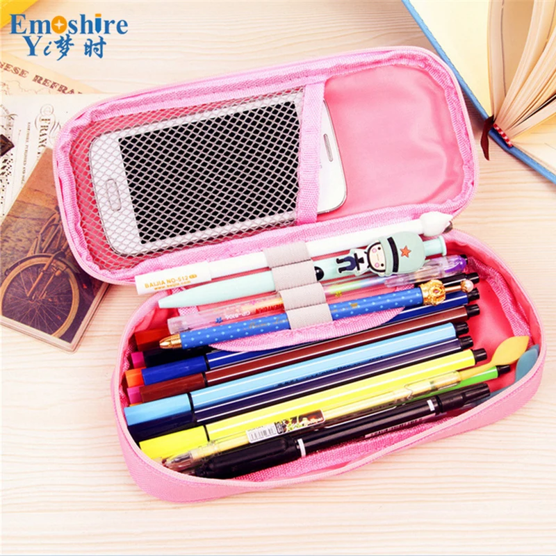 Emoshire Korean stationery simple wind candy color large capacity multi - functional pencil bag flip pencil case stationery student pencil case (6)