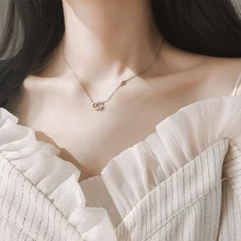 925 стерлингового серебра двойной C Подвеска цепочка на ключице ожерелье для женщин Корейское простое выразительное ожерелье