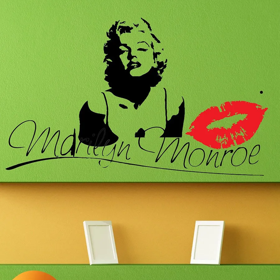 

POOMOO Wall Sticker Marilyn Monroe Kiss Wall Decal Stickers Decor Easy Removable Sticker Size Small 15inchx24inch