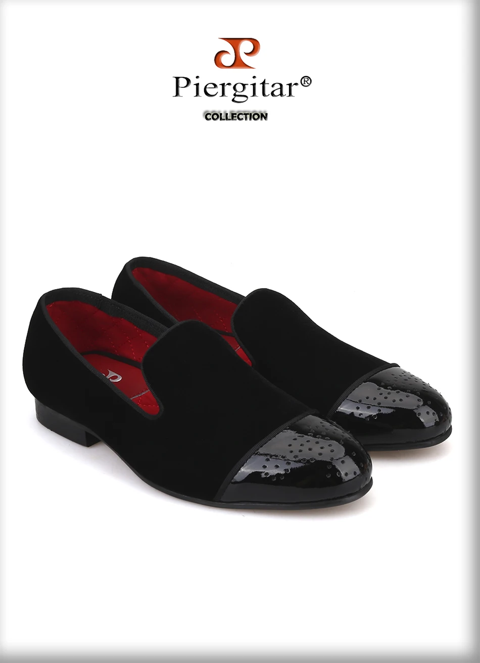 Piergitar/новые стильные мужские бархатные туфли ручной работы из лакированной кожи с острым носком и перфорацией «Bullock», мужские лоферы для