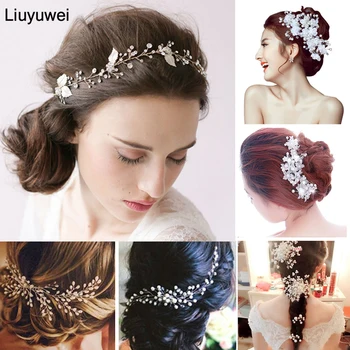 

Fashion Wedding Hair clip Headdress For Bride Handmade Wedding Floral Pearl Hair Accessories Hairpin Ornaments